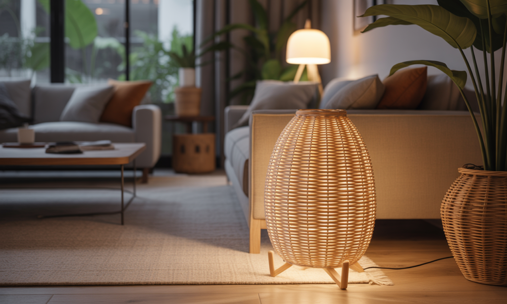 découvrez le lampadaire rotin, l'élément d'éclairage tendance qui apporte chaleur et charme naturel à votre décoration intérieure.
