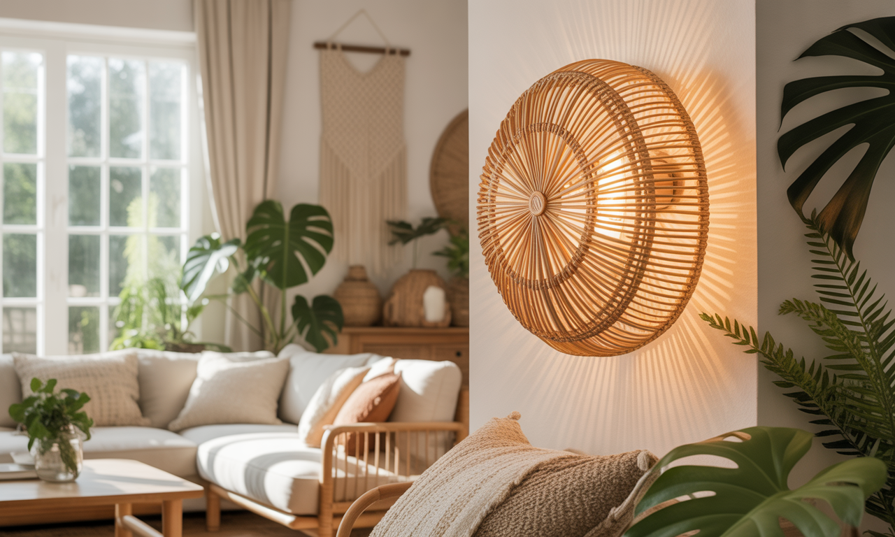 découvrez l'applique murale en rotin, l'accessoire bohème et lumineux idéal pour métamorphoser votre intérieur avec charme et naturel.