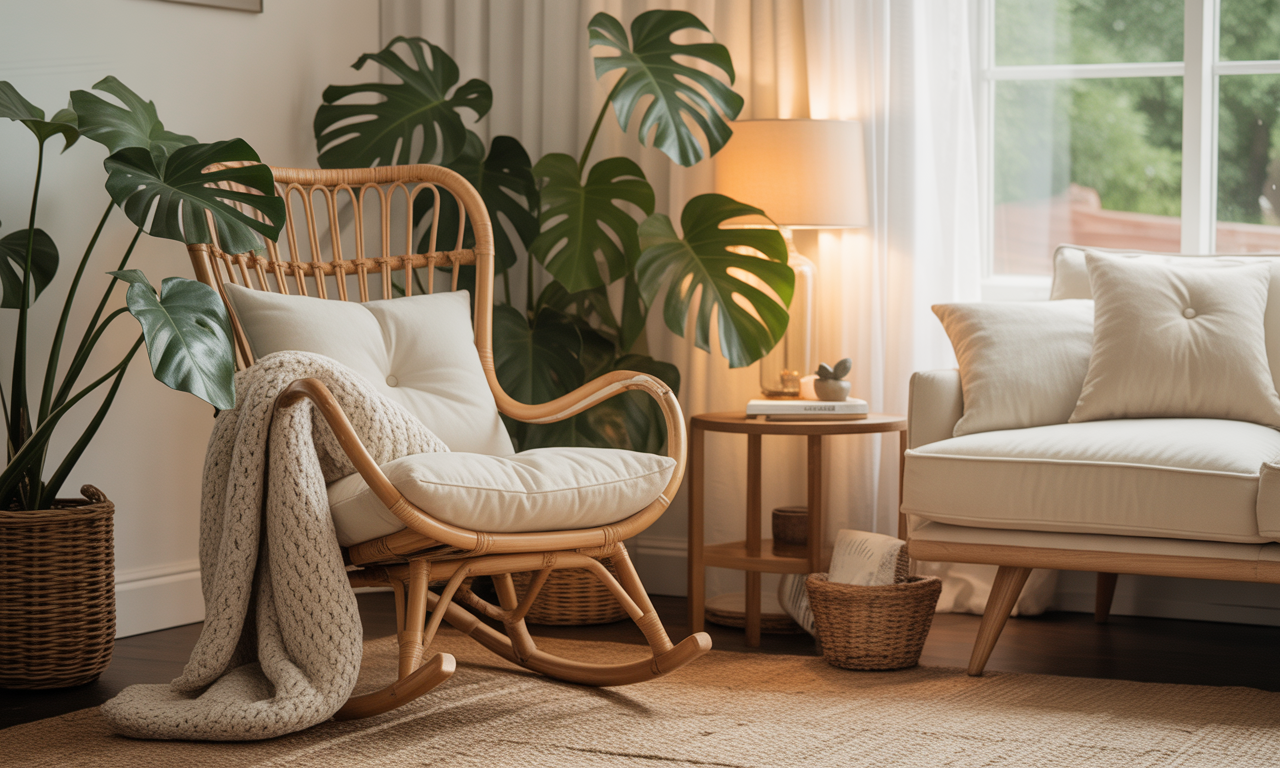 découvrez le rocking chair en rotin, l'alliance parfaite entre confort et style bohème chic, pour une ambiance chaleureuse et détendue dans votre intérieur.