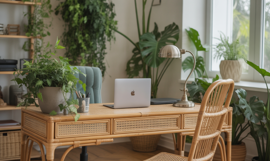découvrez le bureau en rotin, l'alliance parfaite du style vintage et de la matière naturelle pour créer un espace de travail inspirant, chaleureux et authentique.