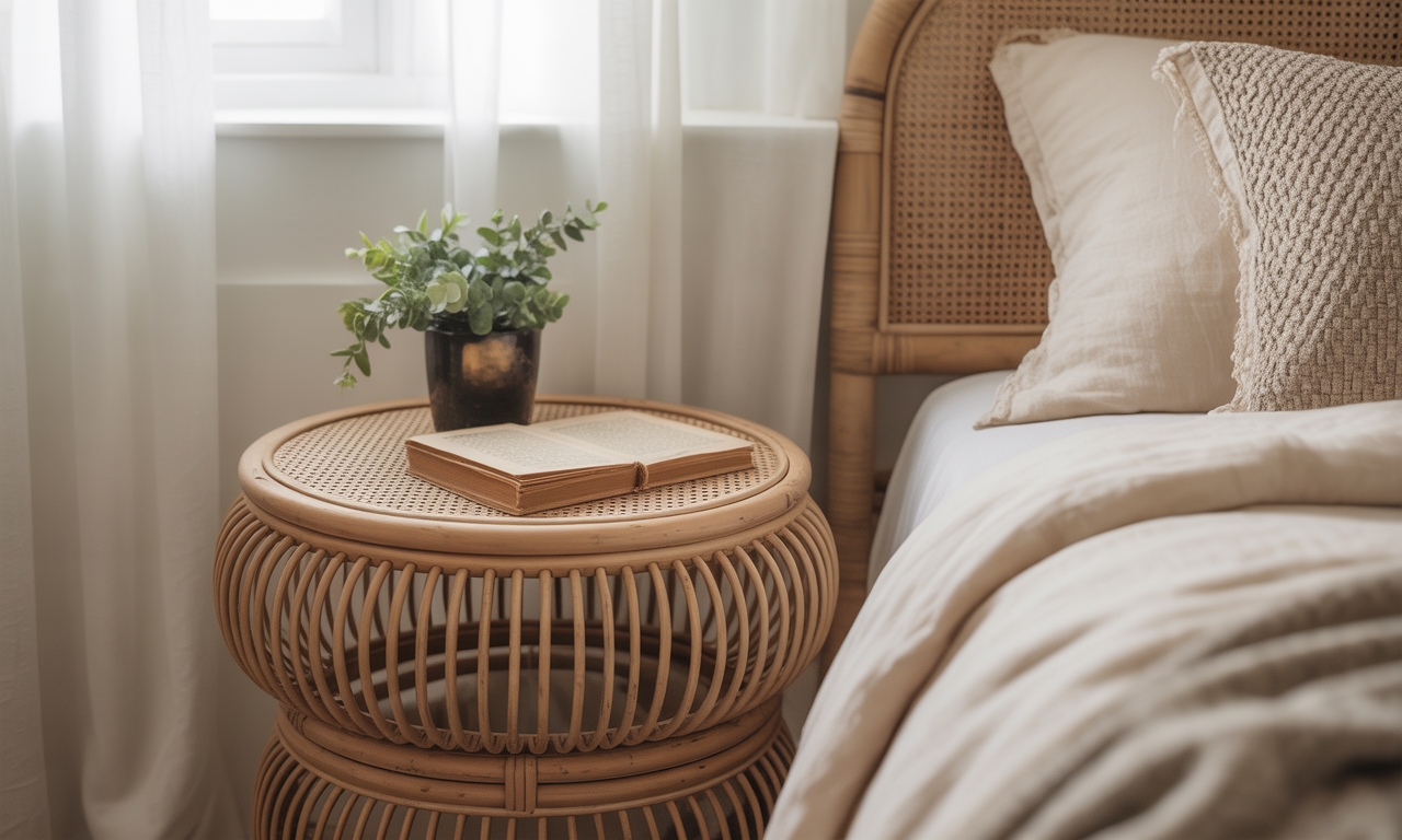 découvrez le chevet en rotin, l'accessoire bohème chic parfait pour apporter chaleur et naturel à votre chambre à coucher.
