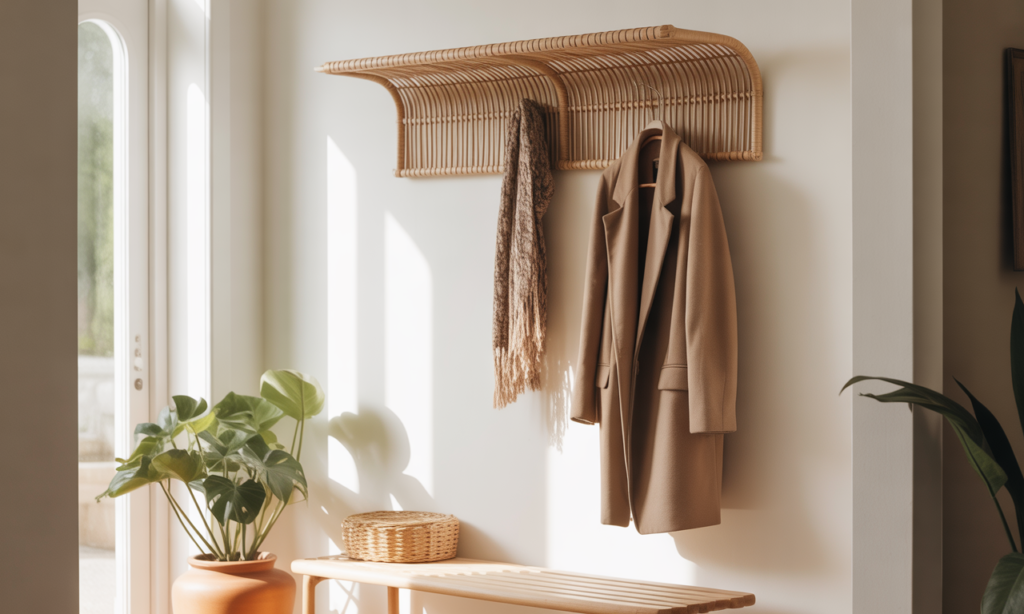 découvrez notre porte-manteau en rotin, l'accessoire chic et pratique idéal pour sublimer et organiser votre entrée avec style.