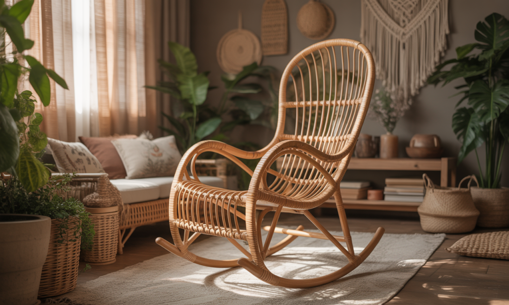 découvrez le fauteuil à bascule en rotin, l'élément idéal pour apporter une touche bohème et chaleureuse à votre salon. confort et style garantis !