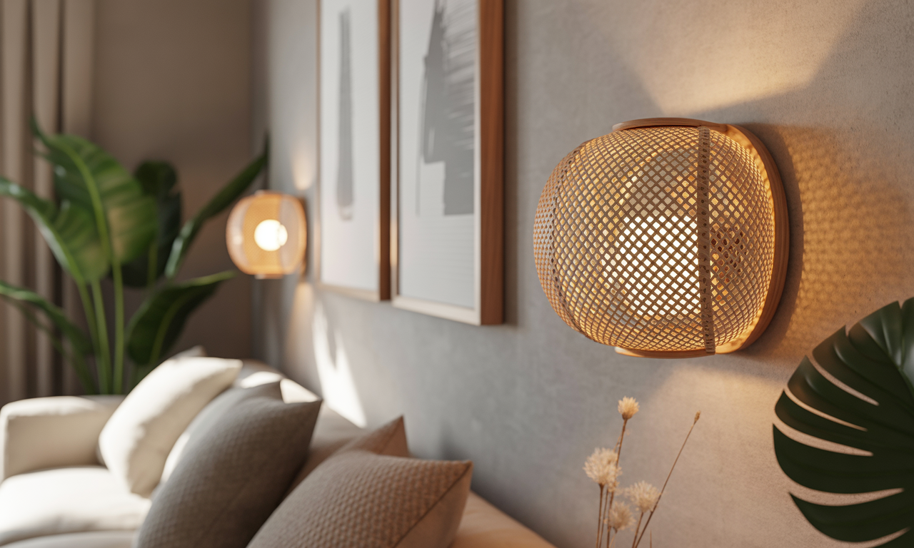 découvrez notre applique murale en rotin, l'alliance parfaite entre charme naturel et éclairage doux pour une ambiance chaleureuse et tendance dans votre intérieur.