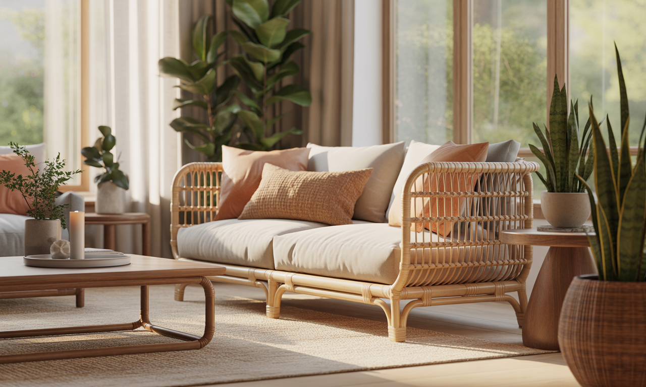 découvrez le canapé en rotin intérieur, une tendance naturelle qui apporte élégance et chaleur à votre salon. idéal pour un décor cosy et authentique.