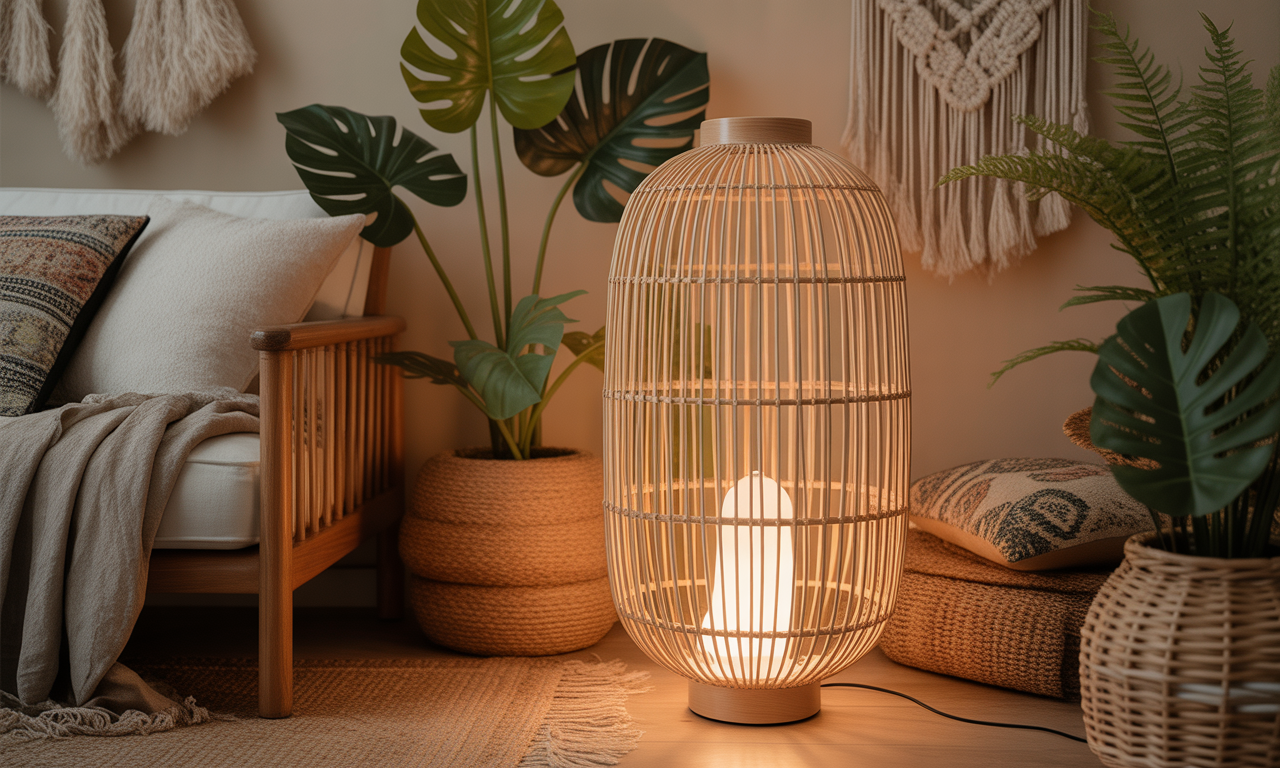 découvrez comment le lampadaire en rotin apporte une touche bohème chic à votre intérieur, créant une ambiance chaleureuse et élégante.