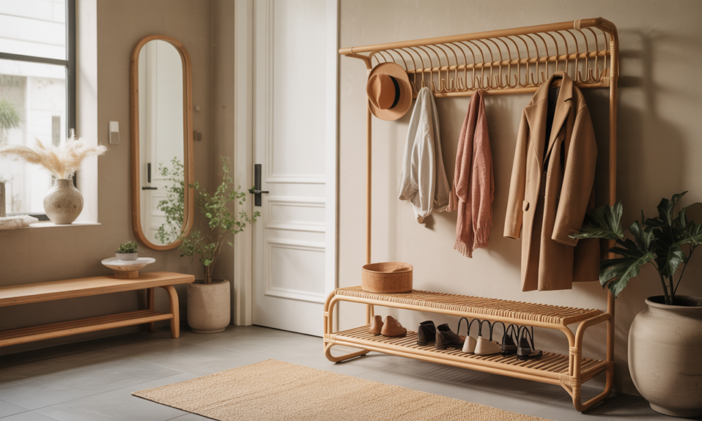 découvrez le porte-manteaux en rotin, l'accessoire déco chic et pratique parfait pour sublimer votre entrée tout en optimisant l'espace.