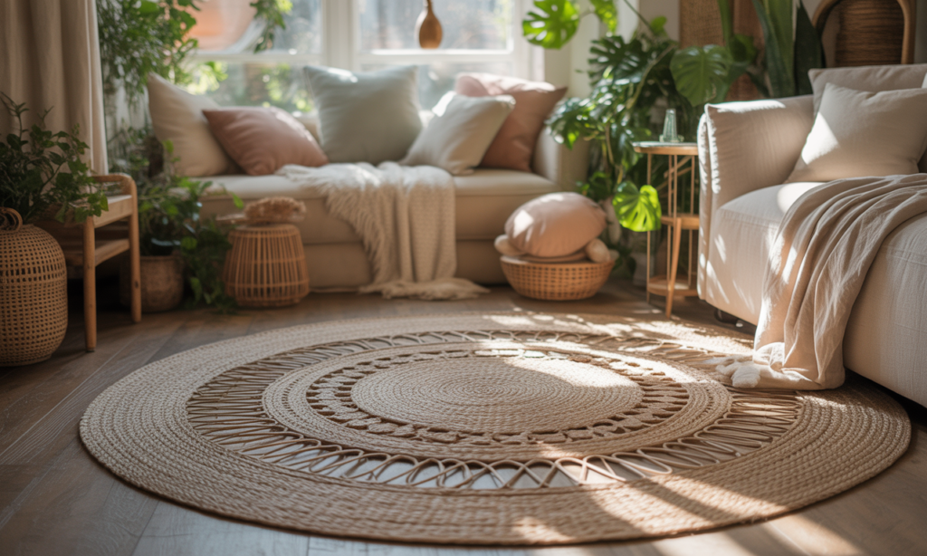 découvrez comment le tapis rond en rotin apporte une touche bohème chic et chaleureuse à votre intérieur, pour une décoration pleine de charme et d'élégance naturelle.