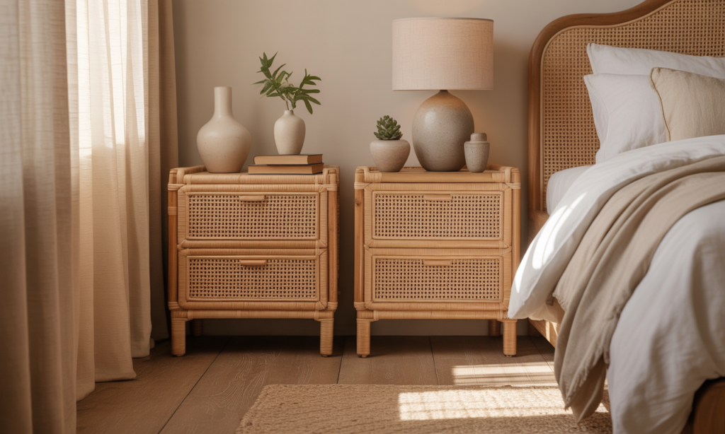 découvrez comment les tables de nuit en rotin apportent une touche bohème et naturelle à votre chambre à coucher, alliant charme, légèreté et authenticité.