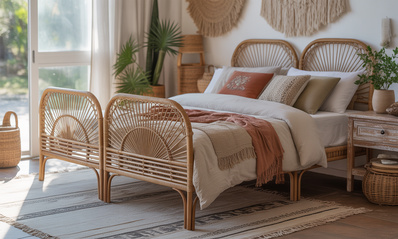 découvrez nos lits en rotin alliant élégance bohème et confort, pour créer une chambre chic et chaleureuse où le sommeil devient un véritable rêve.