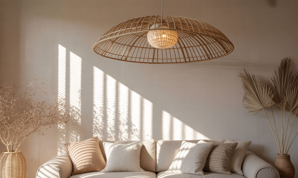 découvrez le plafonnier en rotin, l'accessoire bohème chic parfait pour apporter chaleur et style naturel à votre intérieur tout en sublimant votre éclairage.