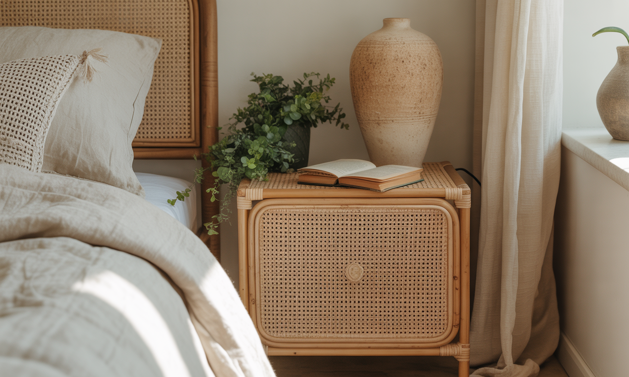 découvrez la table de chevet en rotin, l'accessoire bohème chic indispensable pour sublimer votre chambre avec une touche naturelle et tendance.