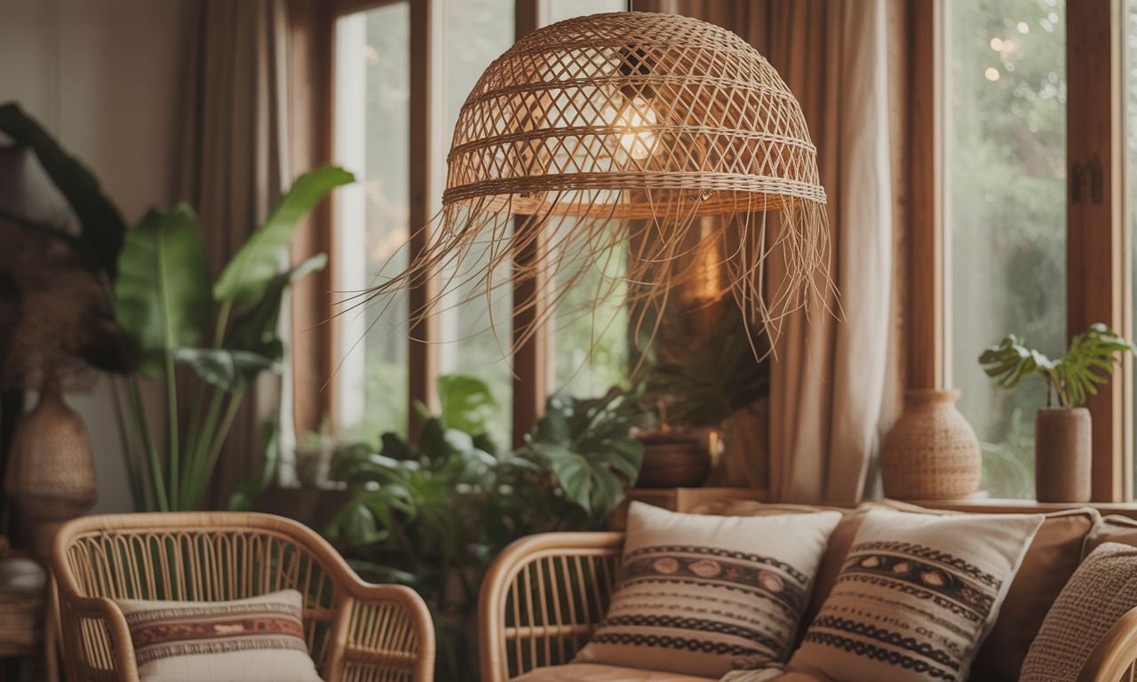 apportez une touche bohème chic à votre intérieur avec notre suspension lumineuse en osier, alliant style et ambiance chaleureuse pour une déco tendance et accueillante.