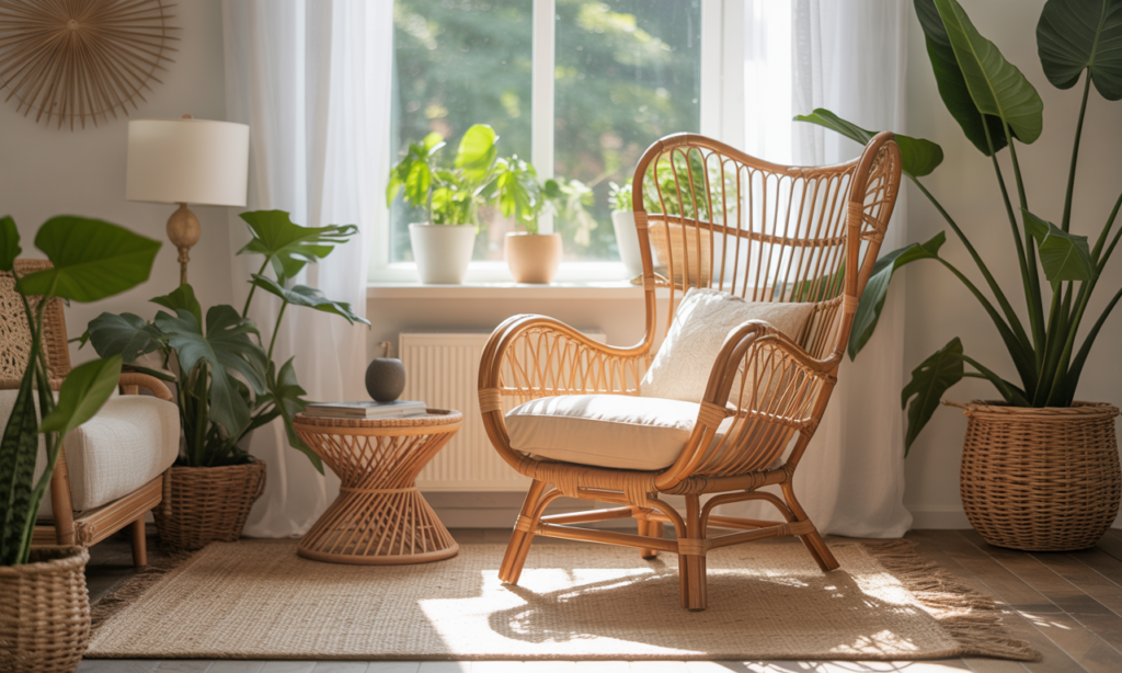 découvrez notre fauteuil chaise en rotin, l'élément déco incontournable pour apporter chaleur et style tendance à votre intérieur. alliez confort et design naturel pour une ambiance conviviale et élégante.