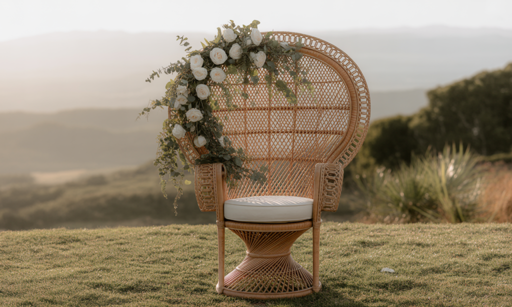 découvrez le fauteuil de mariage bohème chic, une assise élégante et authentique qui sublimera votre cérémonie pour un décor romantique et tendance.
