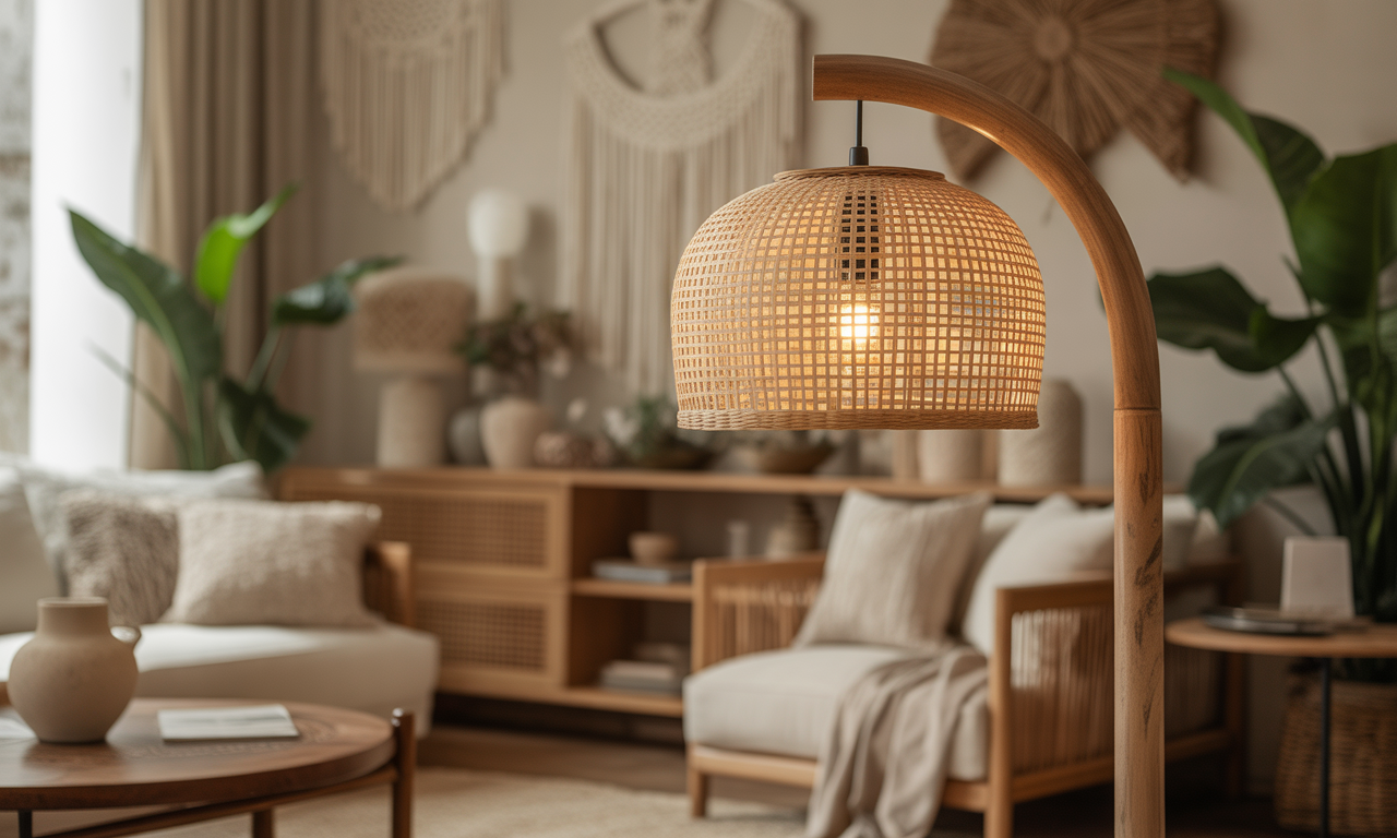 découvrez le petit abat-jour rotin, l'accessoire incontournable pour sublimer votre lampe de pied avec un charme bohème naturel et chaleureux. parfait pour une décoration élégante et authentique.