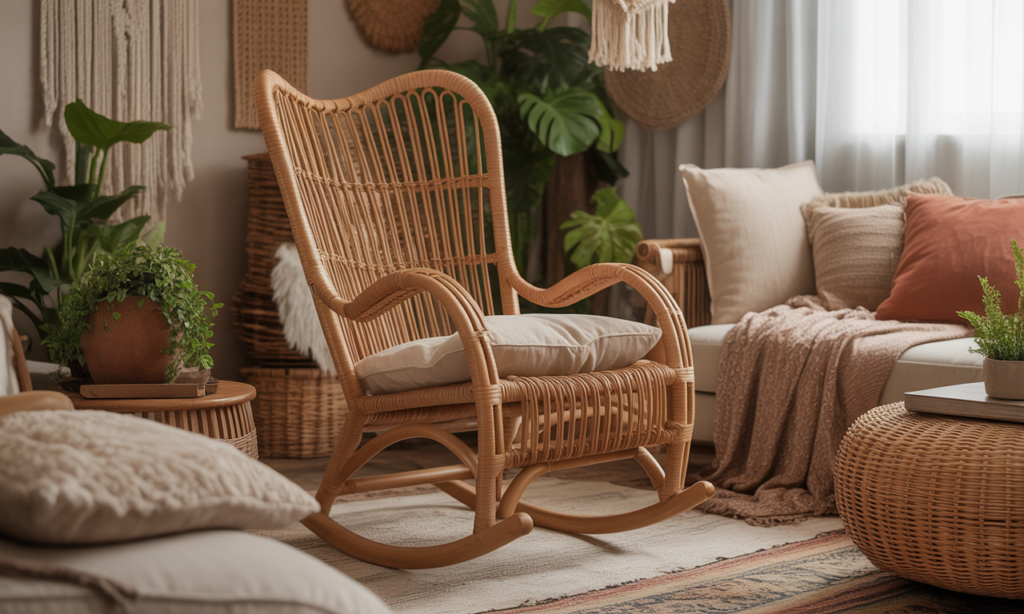 découvrez le rocking chair en osier, l'allié idéal pour une décoration bohème et une ambiance relaxante dans votre intérieur ou jardin.