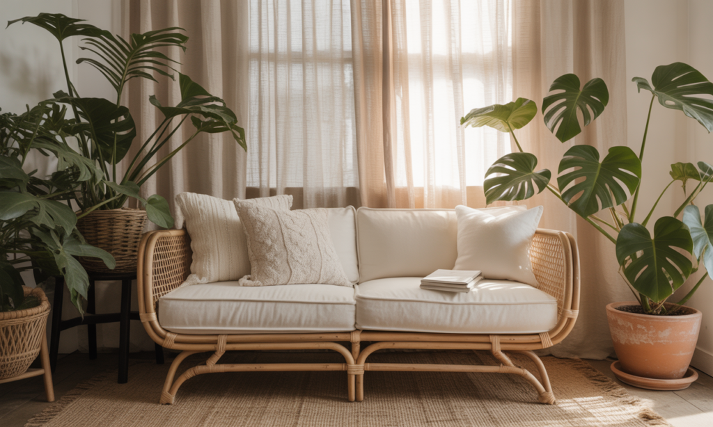 découvrez le salon en rotin, l'alliance parfaite du charme bohème chic et du confort chaleureux pour sublimer votre intérieur.