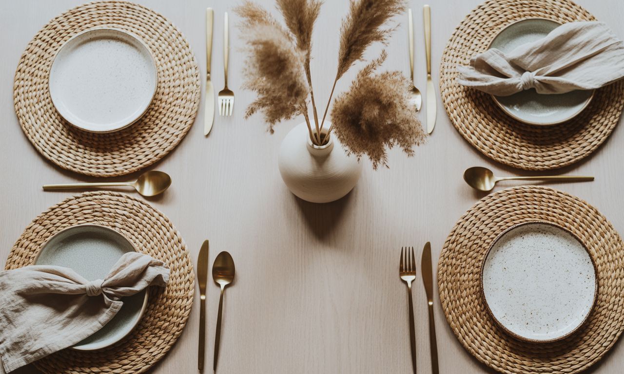 découvrez le set de table en rotin, l'accessoire bohème chic qui apporte élégance et naturel à votre décoration de table. indispensable pour un style chaleureux et tendance.