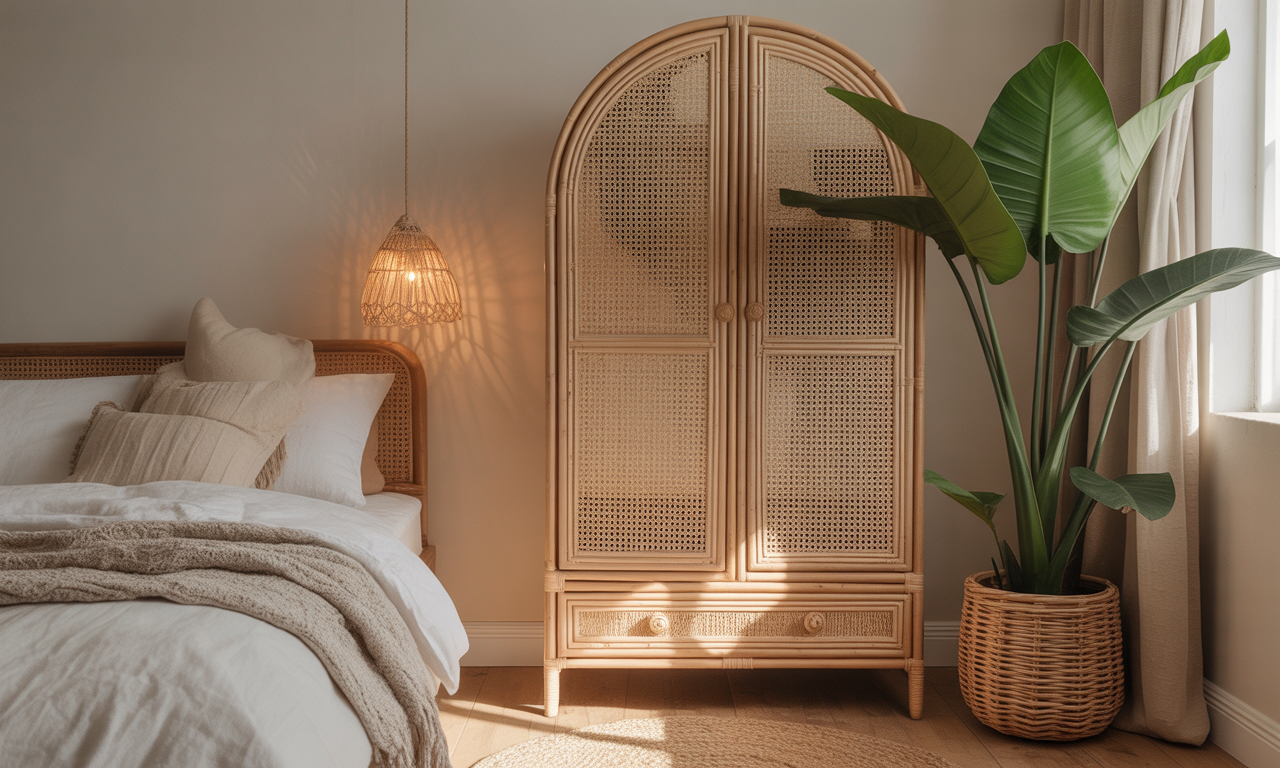 découvrez la penderie en rotin, l'alliance parfaite entre charme naturel et organisation pratique, idéale pour sublimer votre chambre bohème chic avec style et authenticité.