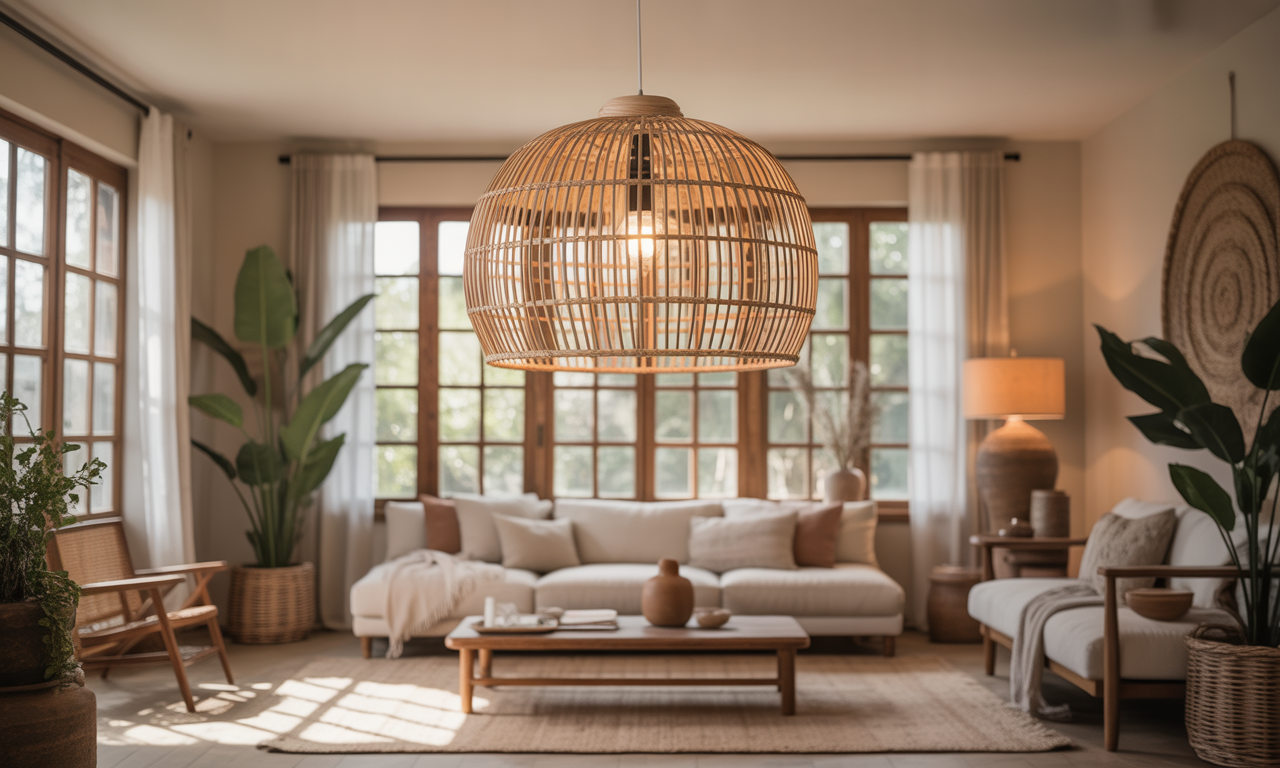 découvrez la suspension luminaire en osier, un élément bohème chic parfait pour apporter chaleur et élégance naturelle à votre intérieur.