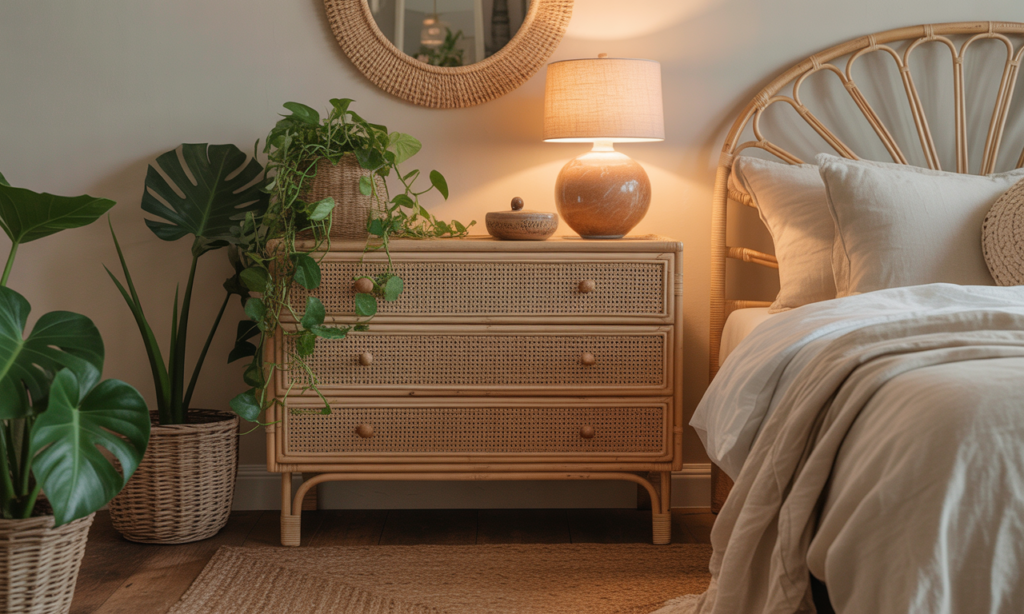 découvrez notre commode vintage en rotin, l'alliance parfaite entre charme rétro et chaleur naturelle pour sublimer votre intérieur avec style et authenticité.