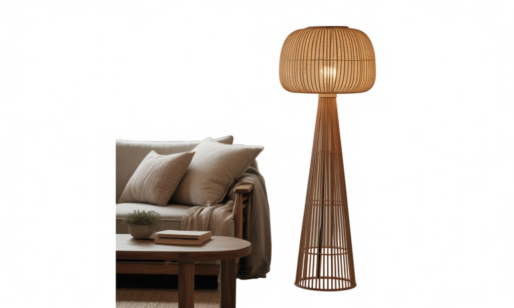 découvrez comment l'abat-jour lampadaire en rotin apporte une touche naturelle et chaleureuse pour sublimer votre salon avec élégance et authenticité.