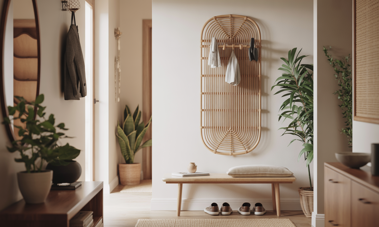 découvrez le porte-manteau mural en rotin, une solution chic et naturelle pour organiser votre entrée avec style et optimiser l'espace.