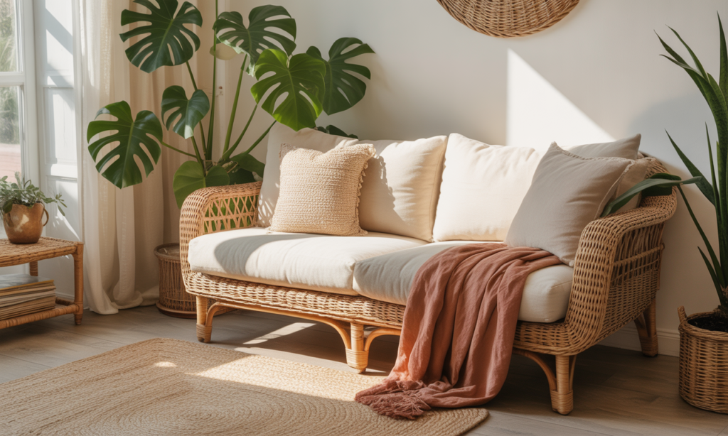 découvrez le canapé en osier, l'atout charme essentiel pour sublimer votre salon bohème et cosy avec élégance et confort.