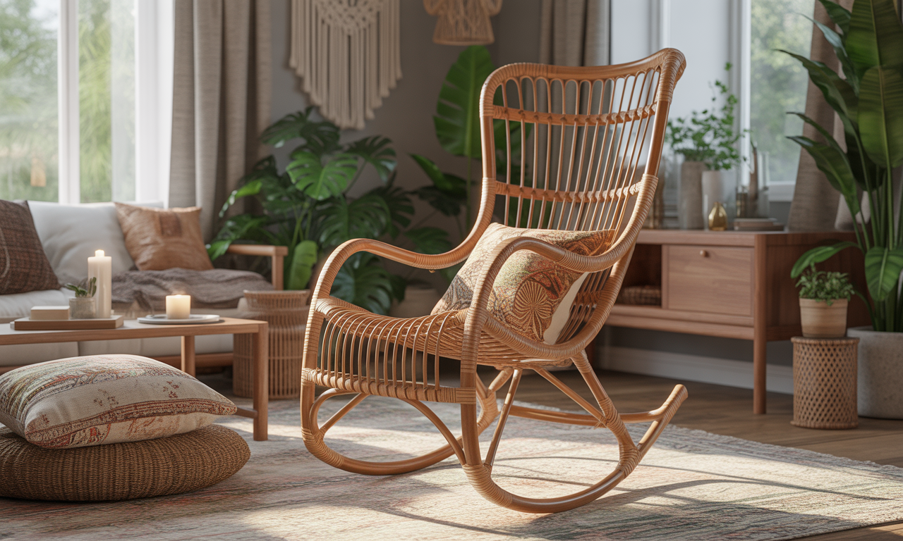 découvrez le fauteuil rotin à bascule, l'élément incontournable pour apporter une touche bohème et une atmosphère relaxante à votre salon. alliez style naturel et confort avec cette pièce maîtresse qui invite à la détente.