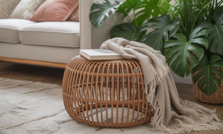 découvrez le repose-pieds en rotin, l'accessoire idéal pour créer un coin détente chic et bohème. alliez confort et style naturel dans votre intérieur avec ce meuble élégant et authentique.
