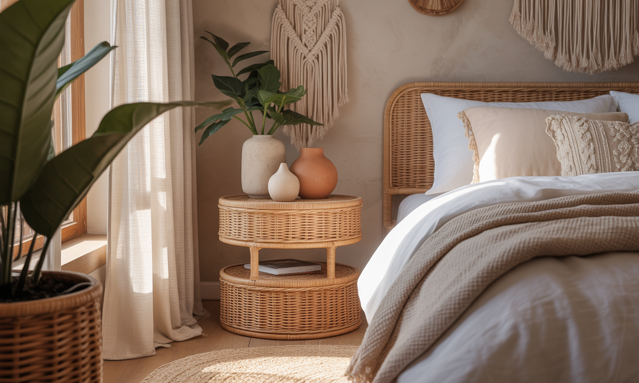 découvrez comment les tables de nuit en rotin apportent une touche bohème chic et naturelle à votre chambre, alliant style et fonctionnalité pour un intérieur chaleureux et élégant.