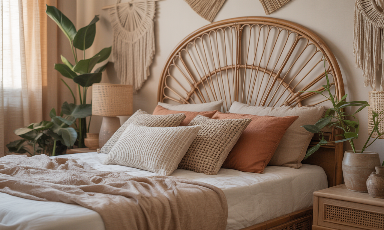 découvrez la tête de lit en rotin vintage, l'élément idéal pour apporter un charme intemporel et une touche bohème chic à votre chambre.