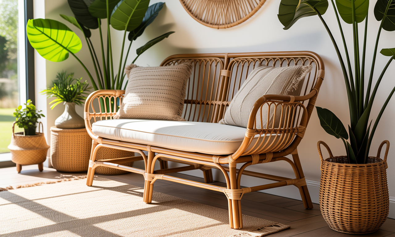 découvrez notre banquette en rotin 2 places, un siège à la fois élégant et naturel qui apportera une touche chic et chaleureuse à votre décoration intérieure.