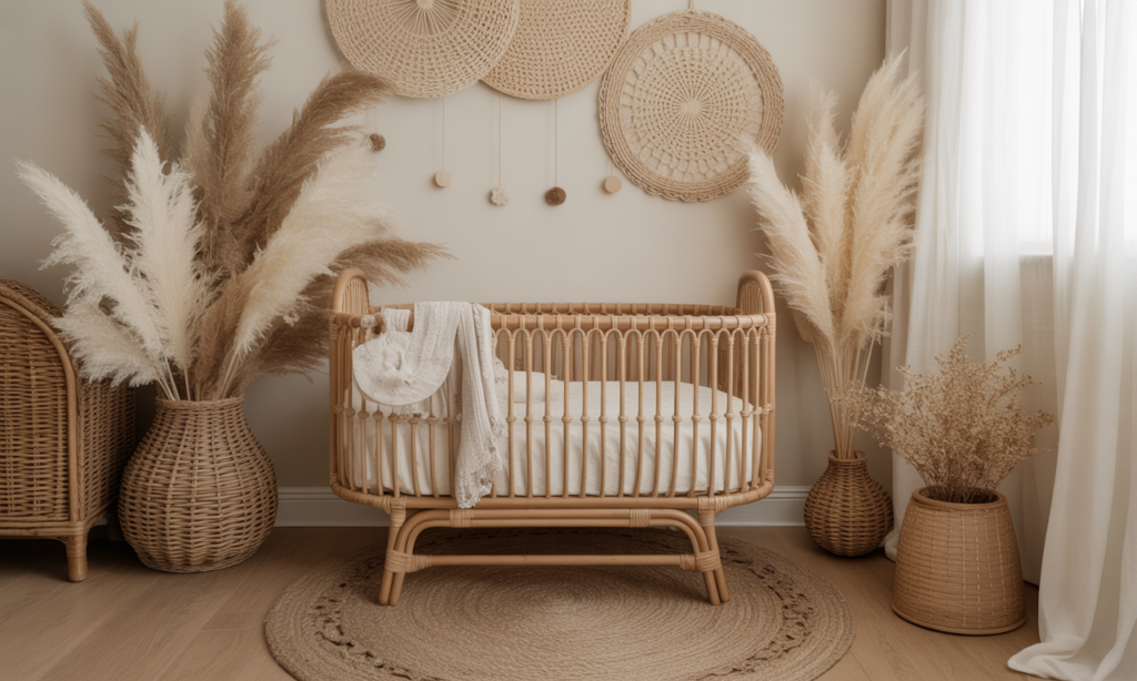 découvrez notre berceau bébé en rotin alliant charme bohème et douceur naturelle, idéal pour créer une chambre apaisante et élégante pour votre tout-petit.