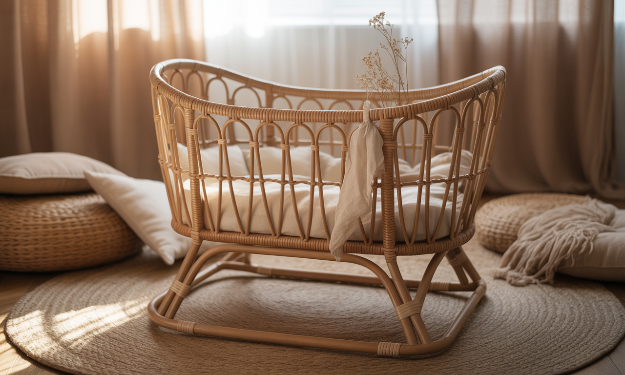 découvrez notre berceau en rotin, l'alliance parfaite entre style bohème et confort naturel pour offrir à votre bébé un cocon tendance et apaisant.