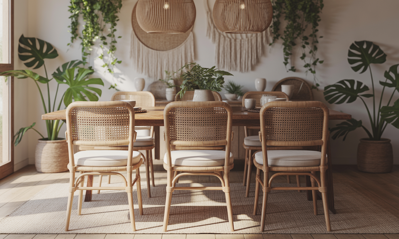 découvrez nos chaises en rotin pour la salle à manger, alliant élégance bohème et confort chic pour une ambiance chaleureuse et tendance.
