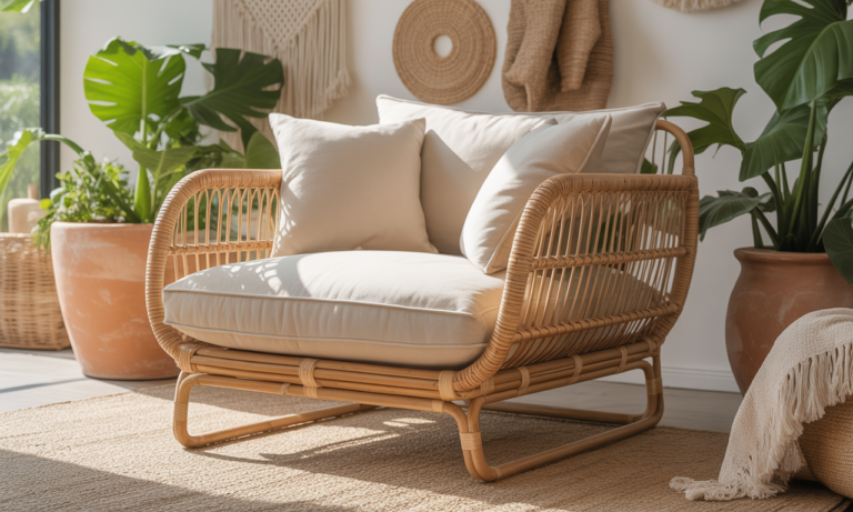 découvrez le fauteuil bas en rotin, une assise décontractée qui apporte une touche chic et bohème à votre intérieur. élégance naturelle et confort assuré pour une ambiance chaleureuse.