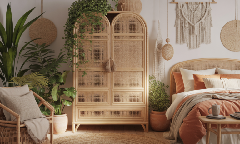 découvrez l'armoire en rotin, le meuble incontournable pour apporter une touche bohème et élégante à votre chambre. alliez style naturel et fonctionnalité avec ce mobilier tendance et chaleureux.