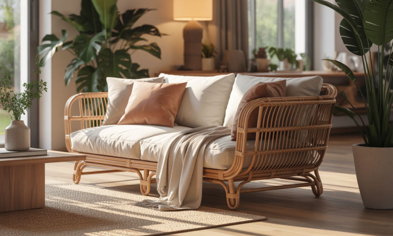 découvrez le canapé en rotin, l'élément naturel et chaleureux qui apportera charme et confort à votre salon. un choix idéal pour une ambiance cosy et authentique.