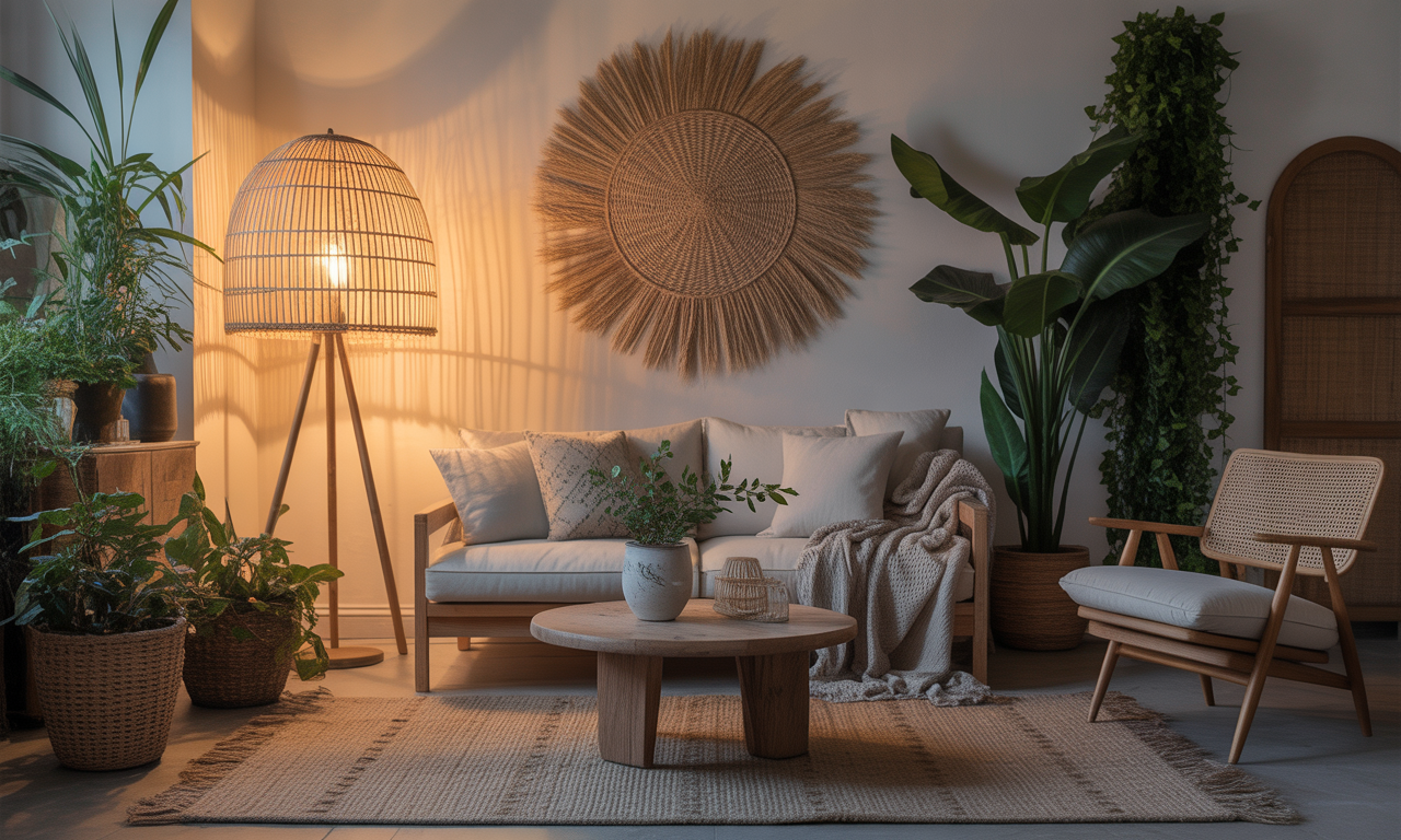 découvrez le lampadaire abat-jour rotin, l'accessoire bohème chic parfait pour apporter une ambiance chaleureuse et élégante à votre salon. illuminez votre intérieur avec style et naturel !