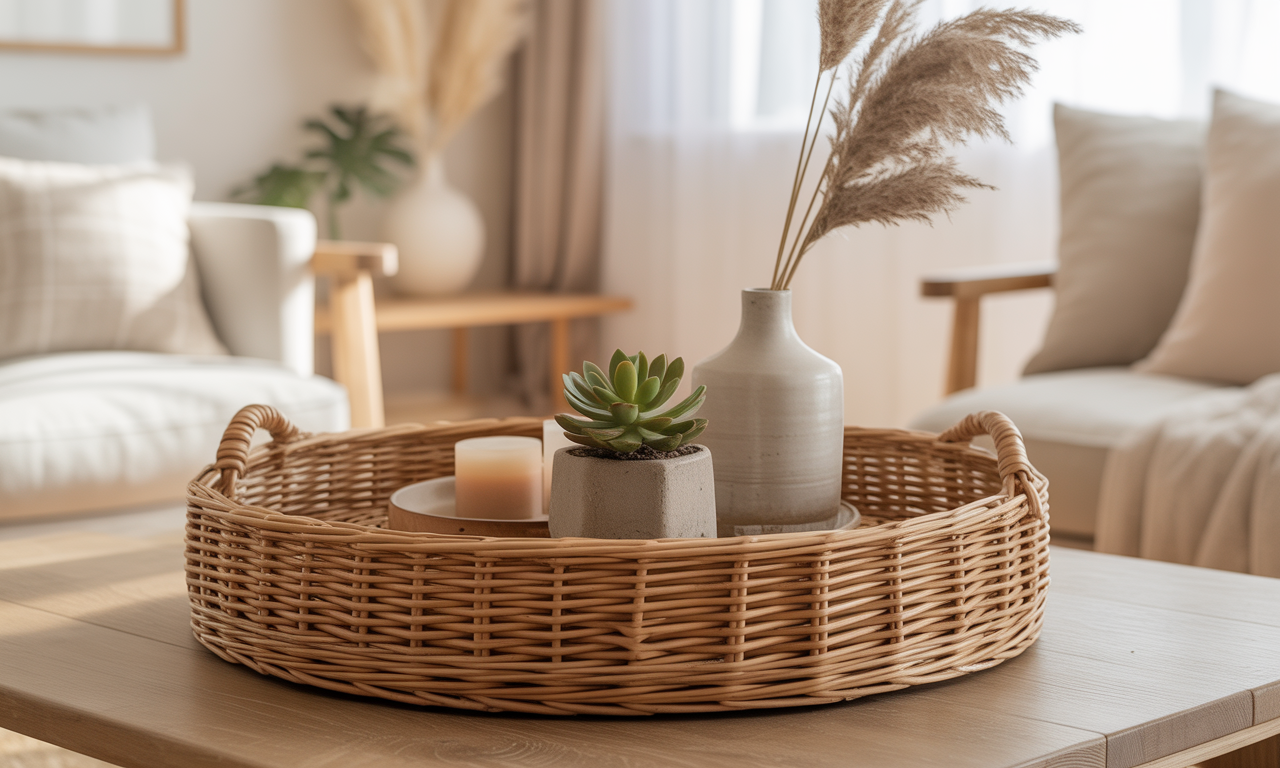 découvrez notre plateau rond en osier, l'accessoire déco idéal pour apporter une touche naturelle et tendance à votre intérieur. parfait pour sublimer vos espaces avec élégance et authenticité.
