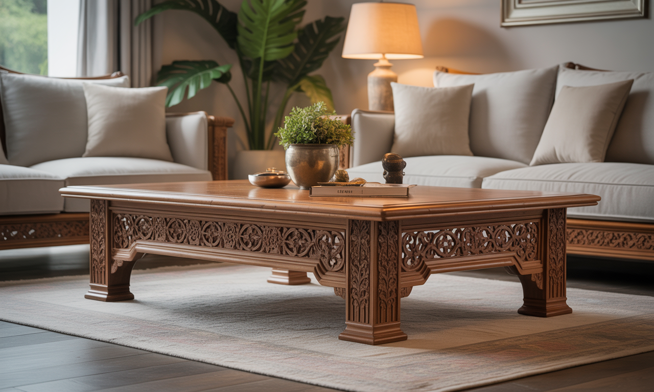 découvrez notre table basse indonésienne, une invitation au voyage et à l'exotisme pour sublimer votre salon avec authenticité et élégance.