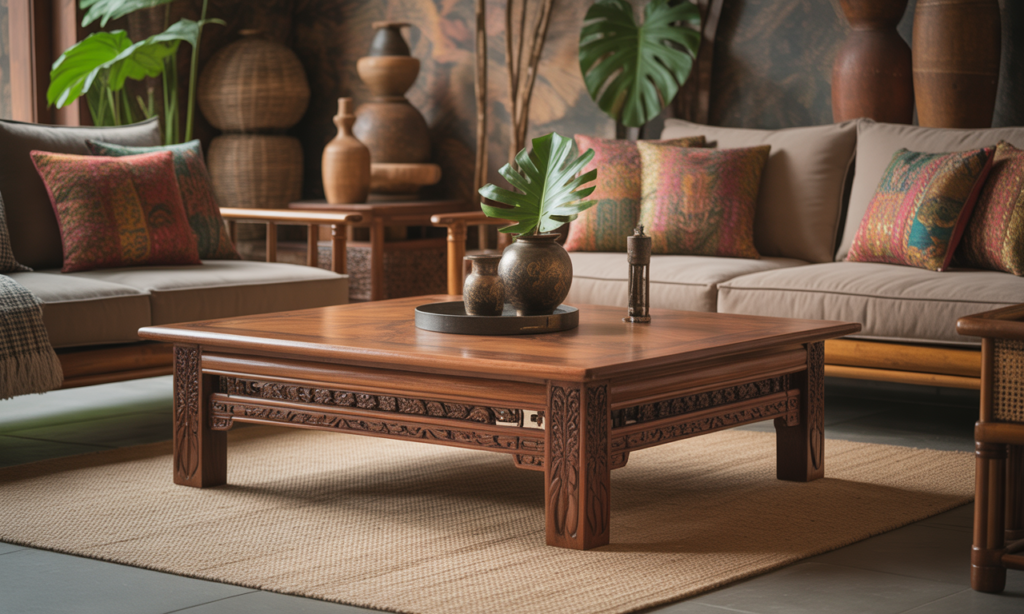 découvrez la table basse indonésienne, un meuble alliant artisanat traditionnel et design exotique pour transformer votre salon en un véritable voyage au cœur de l'asie.