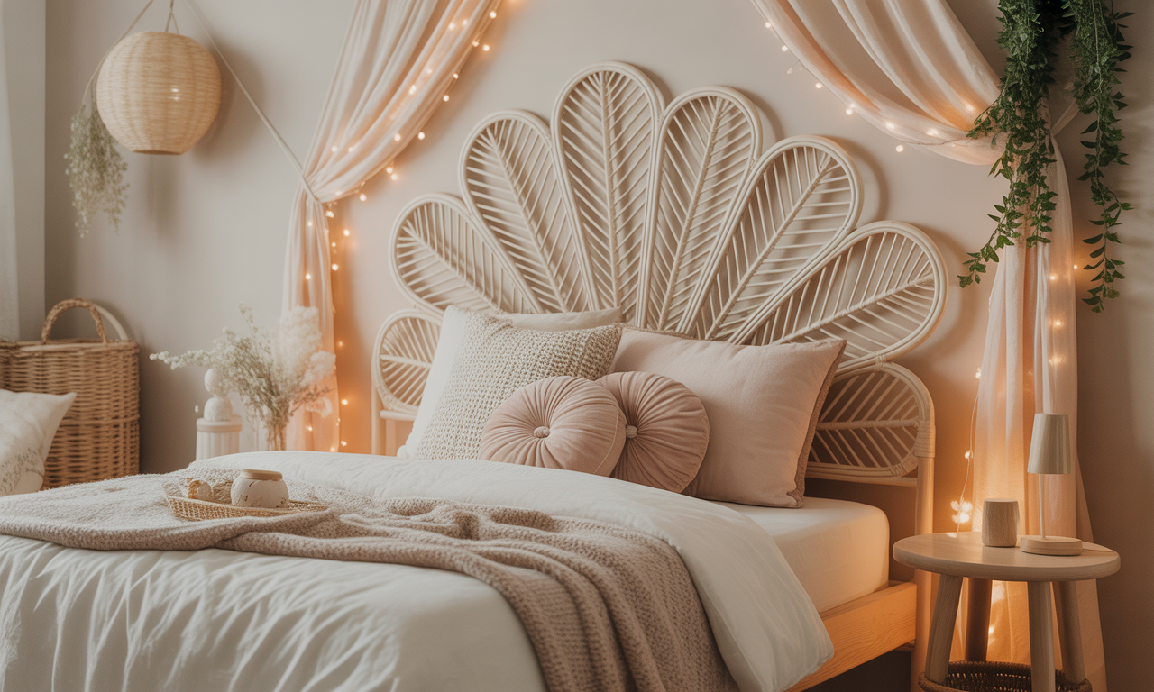 apportez une ambiance bohème et lumineuse à la chambre de votre enfant avec notre tête de lit en rotin blanc, alliant style naturel et douceur pour un espace de rêverie unique.