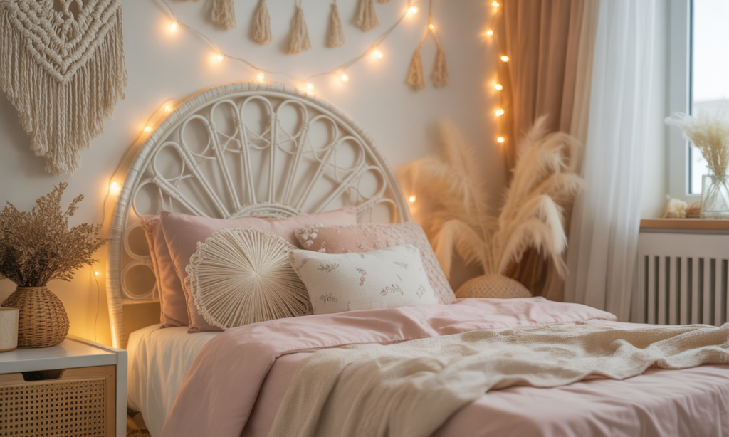découvrez notre tête de lit en rotin blanc, l'élément bohème et lumineux parfait pour créer une chambre d'enfant charmante et pleine de douceur.