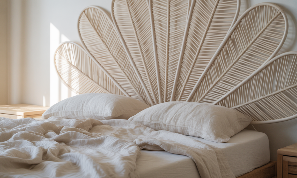 découvrez notre tête de lit en rotin blanc, l'accessoire bohème chic idéal pour apporter luminosité et sérénité à votre chambre.
