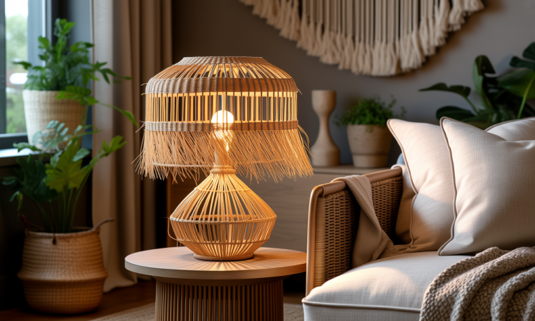 apportez une ambiance bohème chic et naturelle à votre intérieur avec nos abat-jours en fibre naturelle, parfaits pour une lumière douce et élégante.