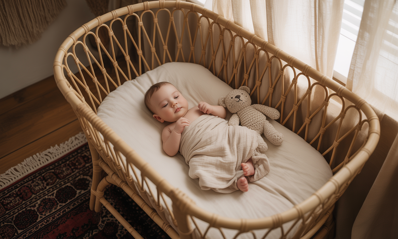 découvrez le berceau en rotin, alliant élégance naturelle et confort doux pour un sommeil paisible de bébé. un choix tendance et écologique pour une chambre chaleureuse.