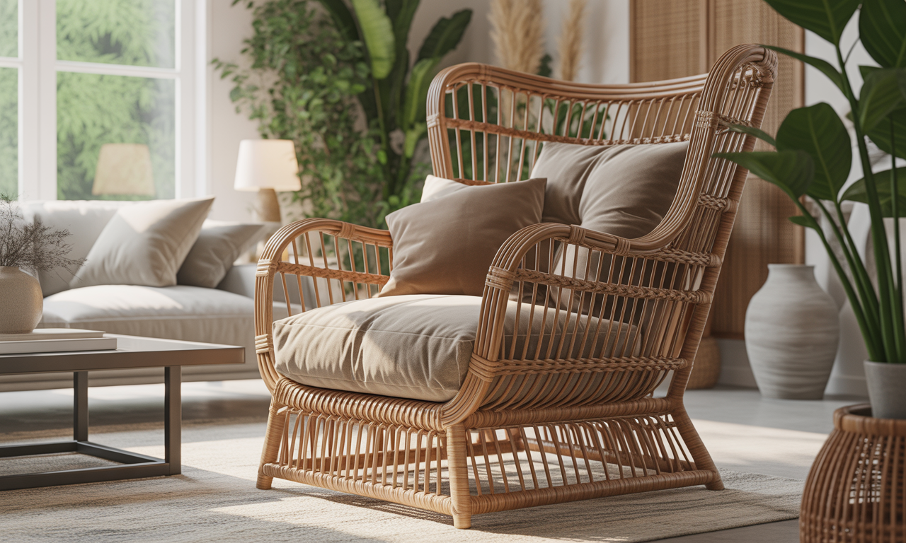 découvrez le grand fauteuil en rotin, l'alliance parfaite entre élégance et confort pour sublimer votre décoration intérieure. ajoutez une touche chic et naturelle à votre espace de vie dès aujourd'hui !